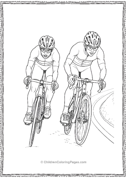 Two Cyclists Competing Neck And Neck In An Exciting Race Free PDF Printable