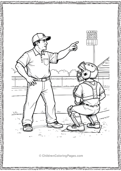 Umpire Making A Call In A Baseball Match Free PDF Printable