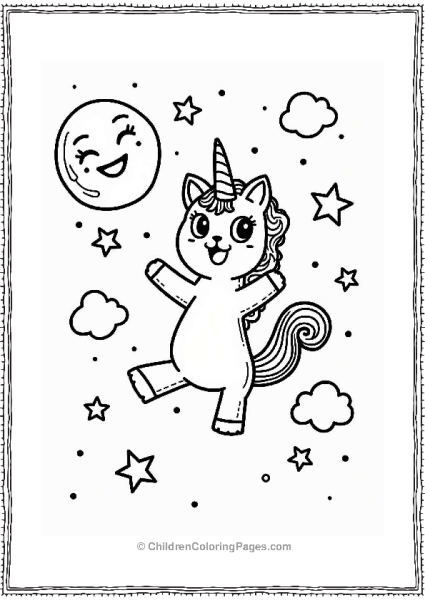 Unicorn Cat Among Shooting Stars Free PDF Printable