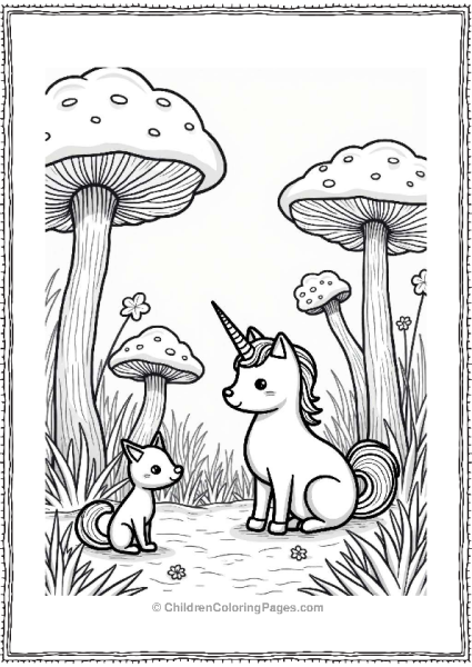 Unicorn Cat And Curious Fox In A Magical Forest Free PDF Printable