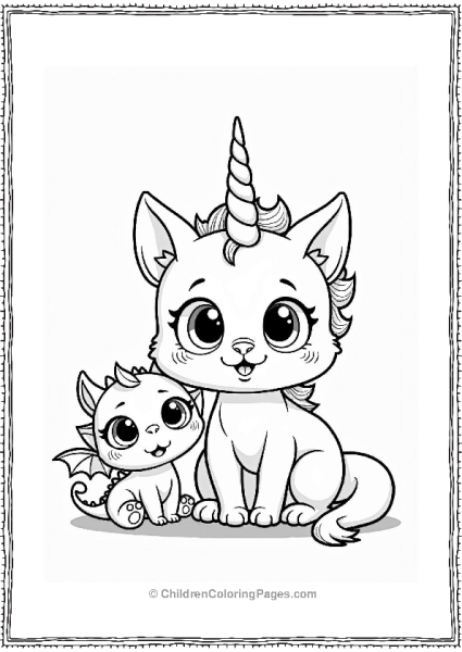 Unicorn Cat And Dragon Friend Free PDF Printable