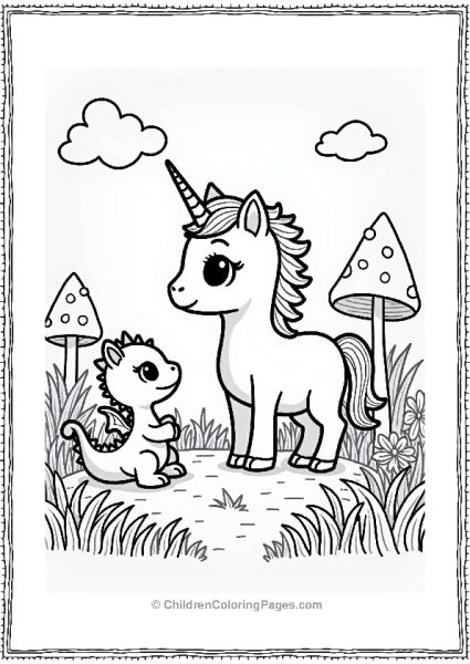 Unicorn Cat And Friendly Dragon Encounter Free PDF Printable