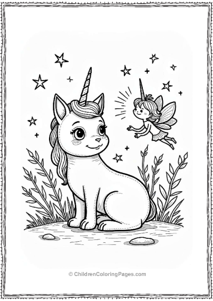 Unicorn Cat And Friendly Fairy Free PDF Printable