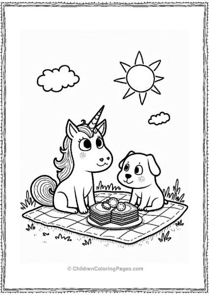 Unicorn Cat And Puppy Picnic Free PDF Printable