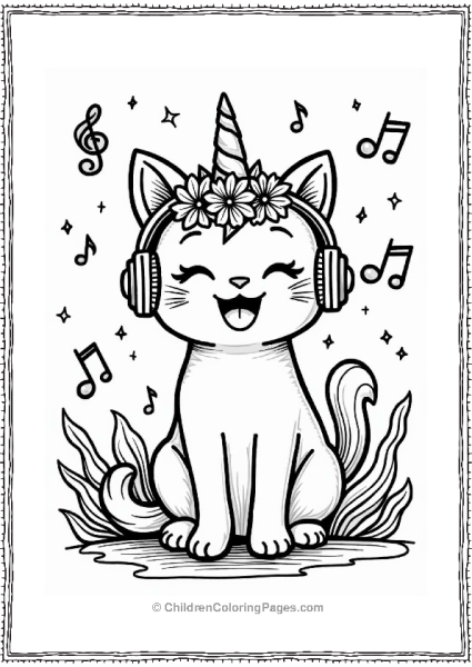 Unicorn Cat At A Music Festival Free PDF Printable