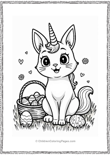 Unicorn Cat At Easter Free PDF Printable