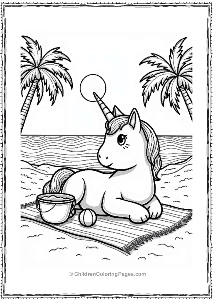 Unicorn Cat At The Beach Free PDF Printable