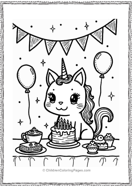 Unicorn Cat Birthday Tea Party Free PDF Printable