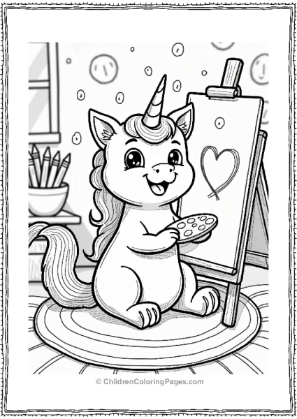 Unicorn Cat Creating Art In A Sunny Studio Free PDF Printable