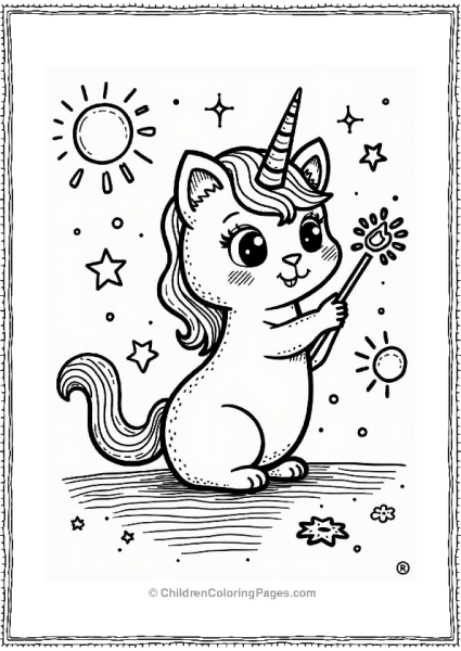 Unicorn Cat Creating Colorful Art Free PDF Printable