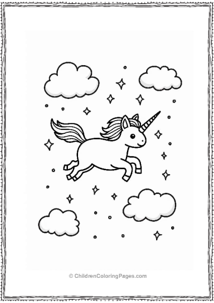 Unicorn Cat Flying Through The Sky Free PDF Printable