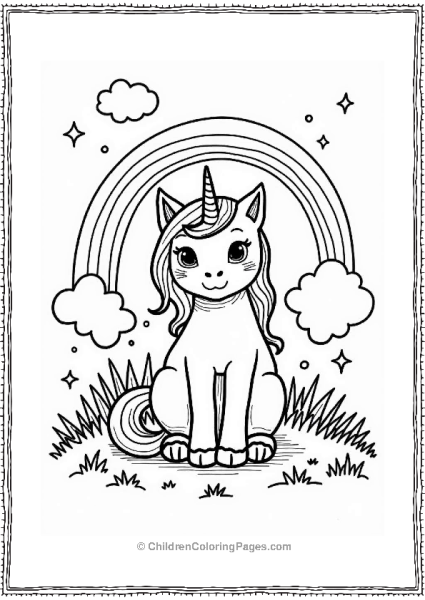 Unicorn Cat In A Colorful Meadow Free PDF Printable