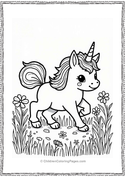 Unicorn Cat In A Flower Meadow Free PDF Printable