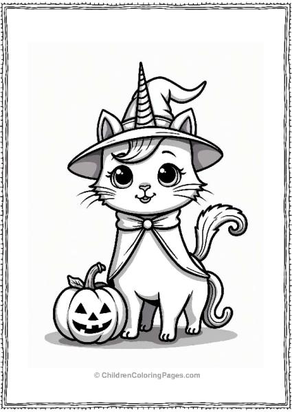 Unicorn Cat In A Halloween Costume Free PDF Printable