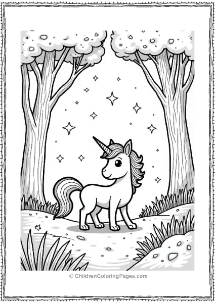 Unicorn Cat In A Starry Forest Free PDF Printable