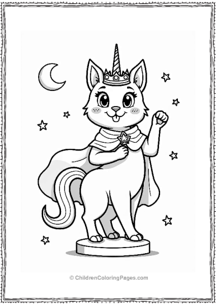 Unicorn Cat King On A Pedestal Free PDF Printable