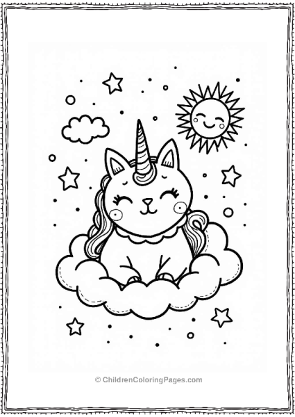 Unicorn Cat On A Cloud Free PDF Printable