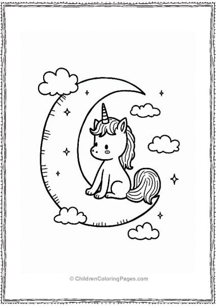 Unicorn Cat On A Crescent Moon Free PDF Printable