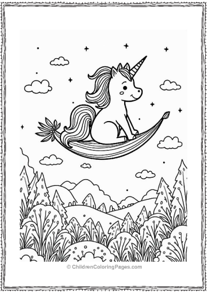 Unicorn Cat On A Magic Carpet Free PDF Printable