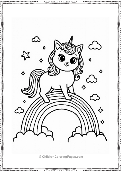 Unicorn Cat On A Rainbow Bridge Free PDF Printable