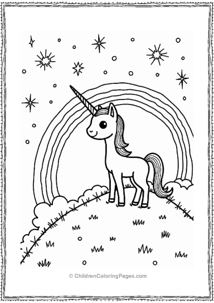 Unicorn Cat On A Rainbow Hill Free PDF Printable