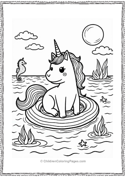 Unicorn Cat On A Rainbow Raft Free PDF Printable