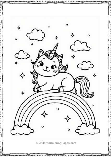 Unicorn Cat On A Rainbow Free PDF Printable