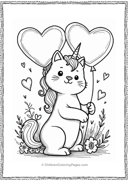 Unicorn Cat On Valentine S Day Free PDF Printable