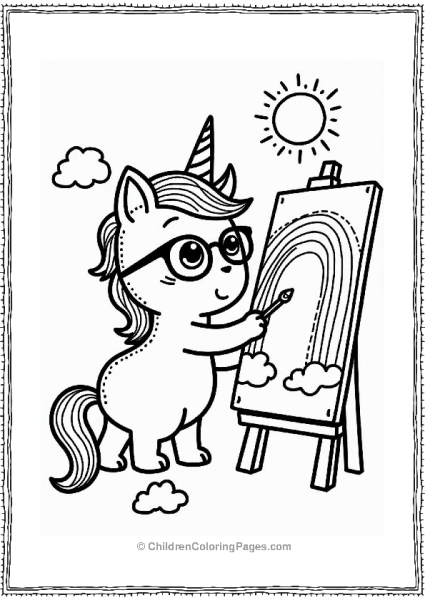 Unicorn Cat Painting A Rainbow Free PDF Printable