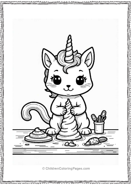 Unicorn Cat Sculpting In A Bright Studio Free PDF Printable