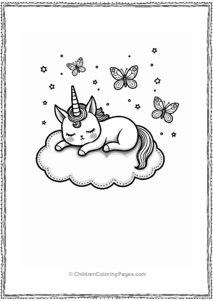 Unicorn Cat Sleeping On A Cloud Free PDF Printable