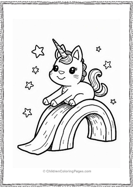 Unicorn Cat Sliding Down A Rainbow Free PDF Printable