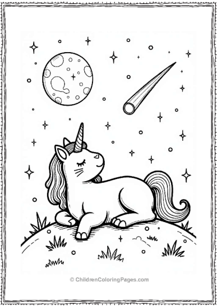 Unicorn Cat Stargazing On A Distant Planet Free PDF Printable