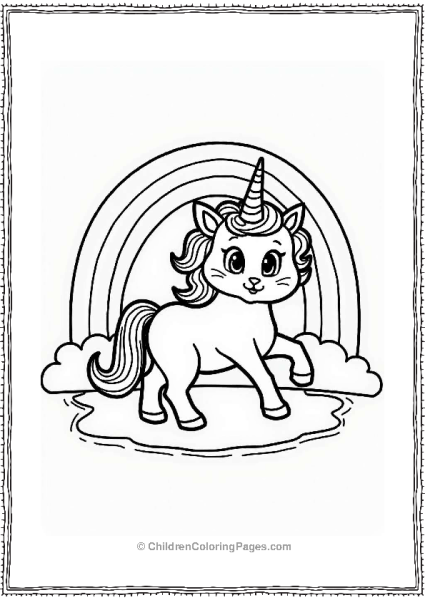 Unicorn Cat Under A Rainbow Free PDF Printable