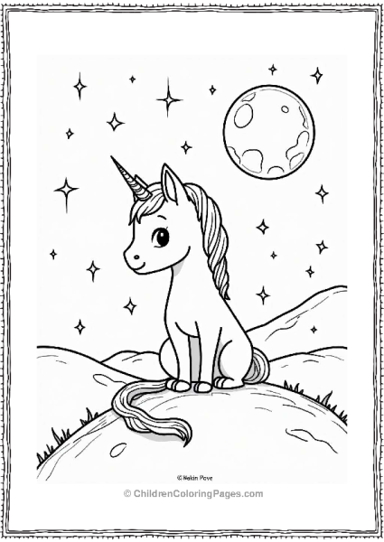 Unicorn Cat Under A Starry Sky Free PDF Printable