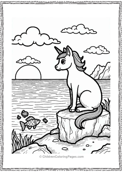 Unicorn Cat Watching The Sunset Free PDF Printable