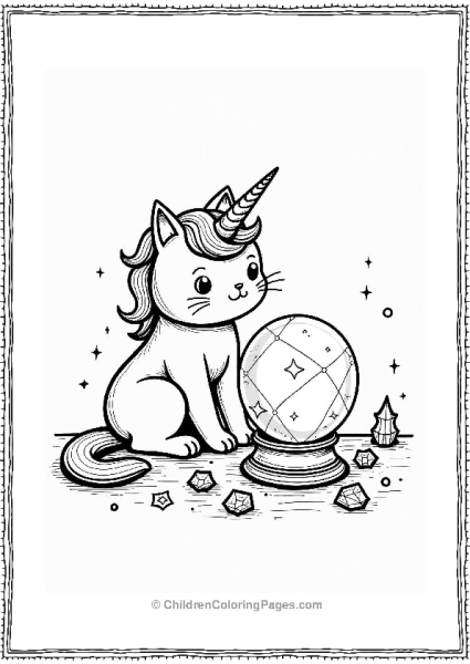 Unicorn Cat With Crystal Ball Free PDF Printable