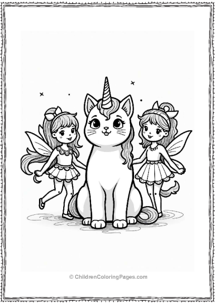 Unicorn Cat With Fairies Free PDF Printable