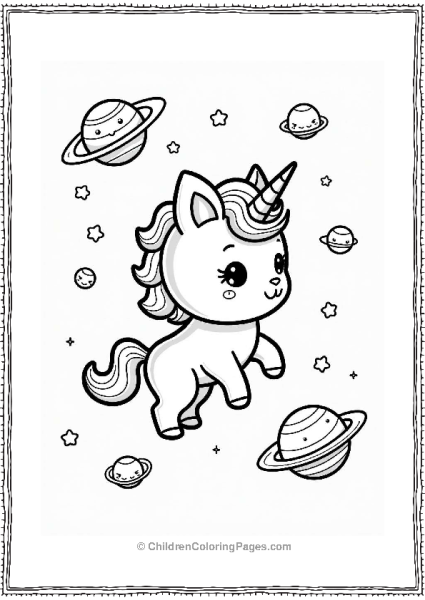 Unicorn Cat With Planet Friends Free PDF Printable