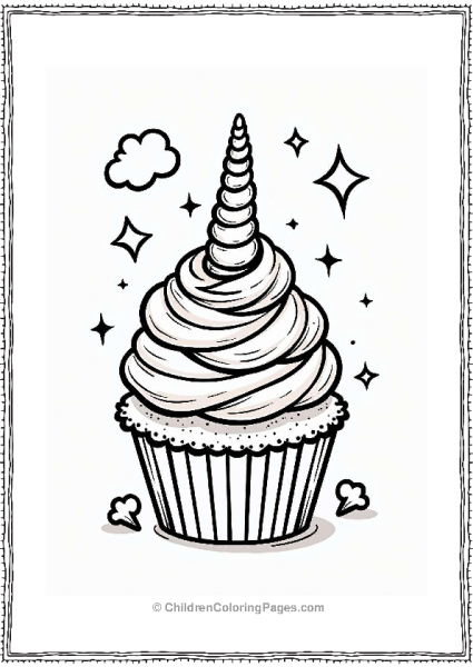 Unicorn Cupcake With Rainbow Frosting Free PDF Printable