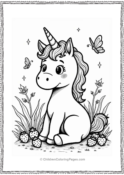 Unicorn In A Strawberry Field Free PDF Printable