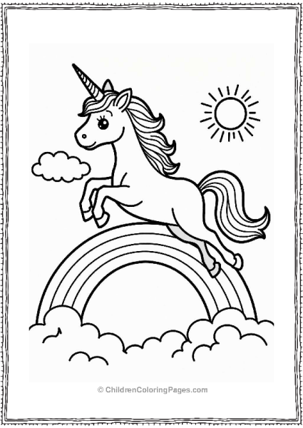 Unicorn Jumping Over A Rainbow Free PDF Printable