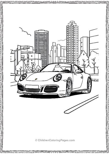 Urban Porsche 911 Driving Through A Cityscape Free PDF Printable