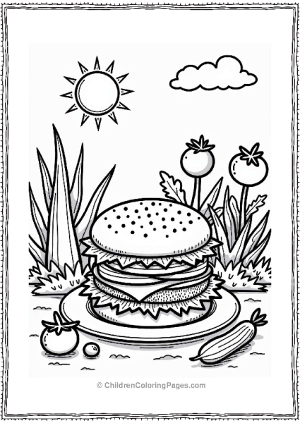 Veggie Burger In A Cheerful Garden Free PDF Printable