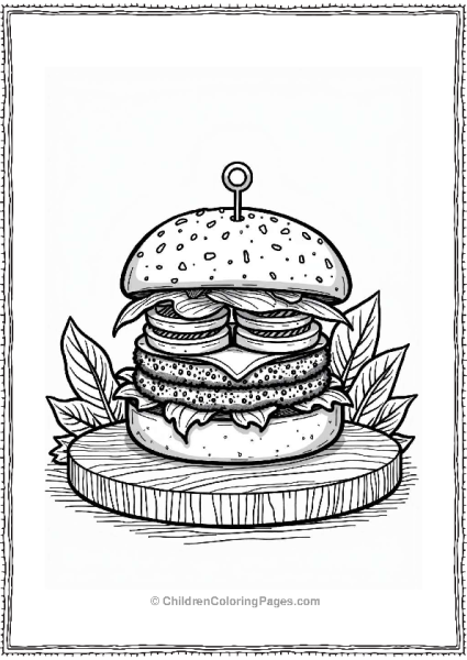 Veggie Burger On A Cutting Board Free PDF Printable