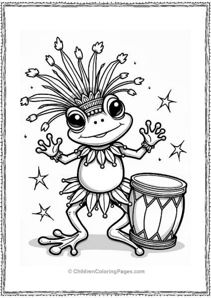 Vibrant Brazilian Frog In Carnival Costume Free PDF Printable