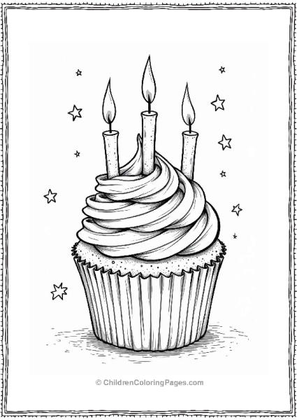 Vintage Cupcake With Candles Free PDF Printable