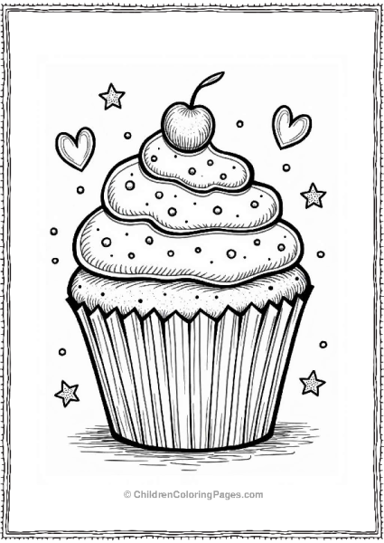 Vintage Cupcake With Decorative Patterns Free PDF Printable