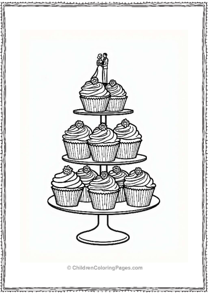 Wedding Cupcake Tower With Bride And Groom Free PDF Printable