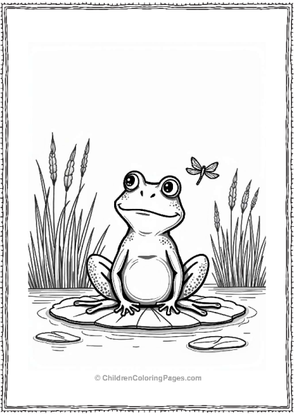 Wetland Habitat With Frog And Dragonflies Free PDF Printable